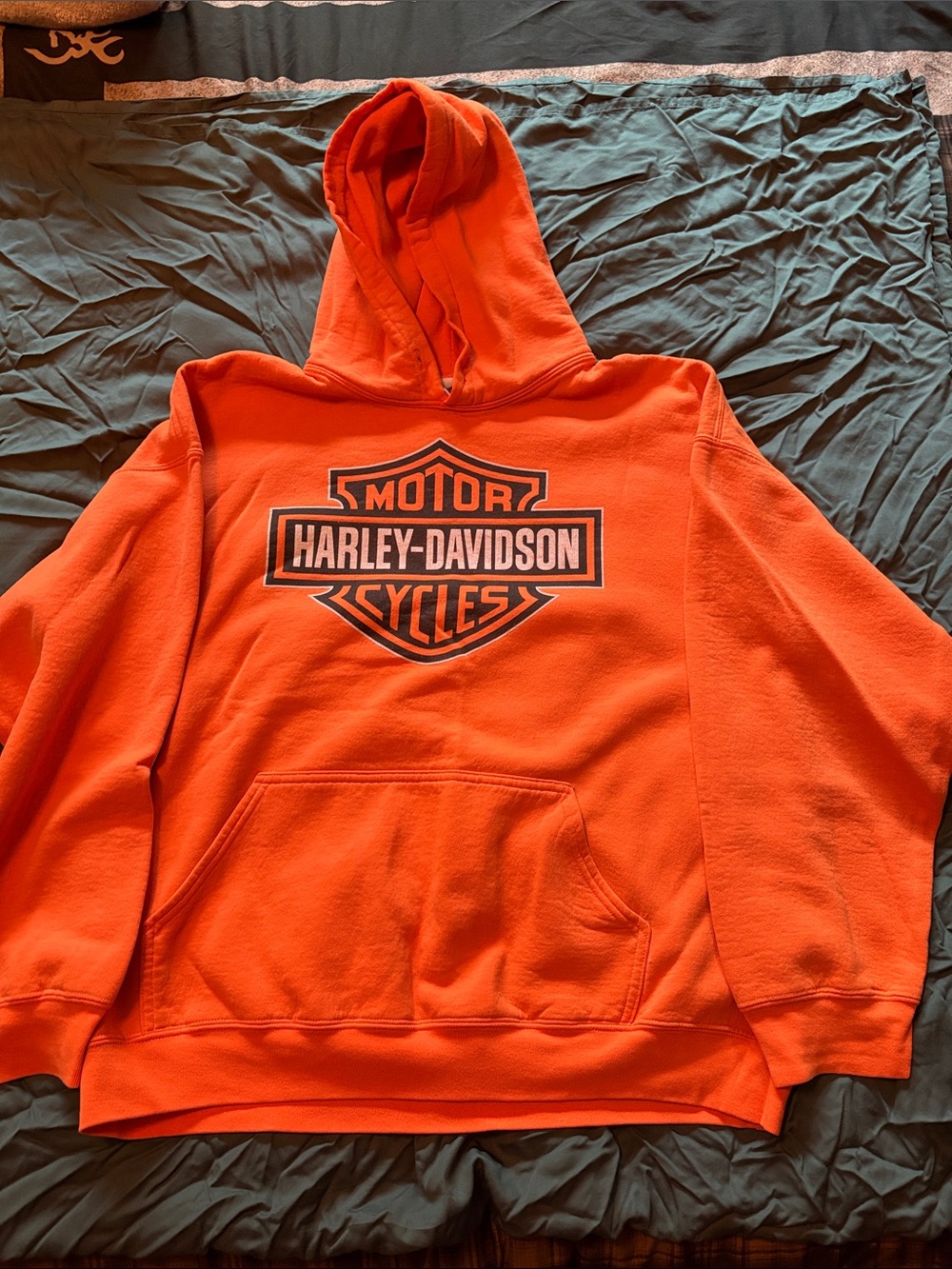 Harley-Davidson Orange Hooded Sweatshirt with Black Logo